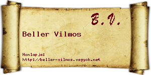 Beller Vilmos névjegykártya